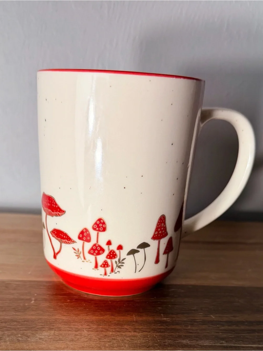 Ceramic Red Mushroom Accent Mug - White and Red - Picture 4 of 7